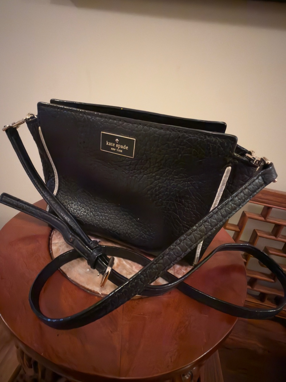 kate spade Black Textured Leather Crossbody Bag